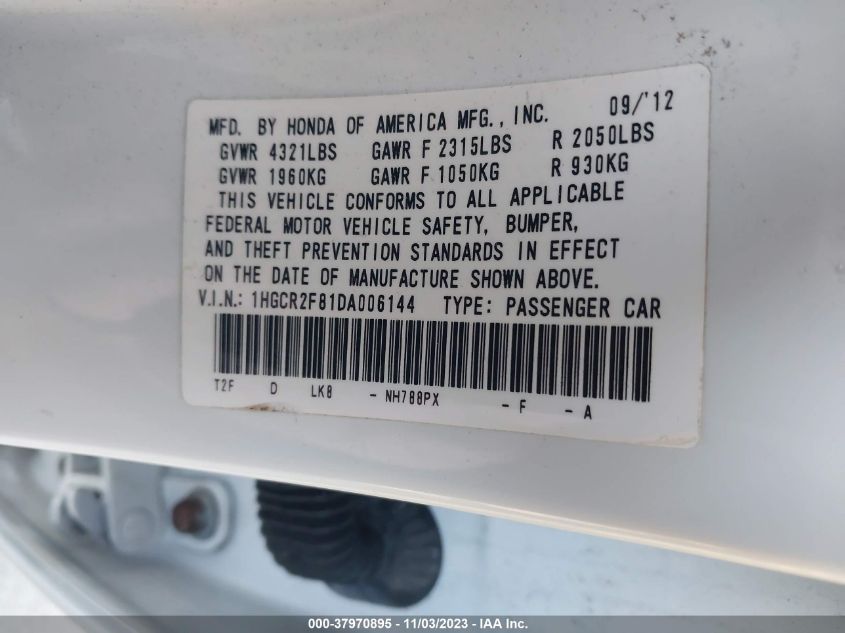 2013 HONDA ACCORD EX-L - 1HGCR2F81DA006144
