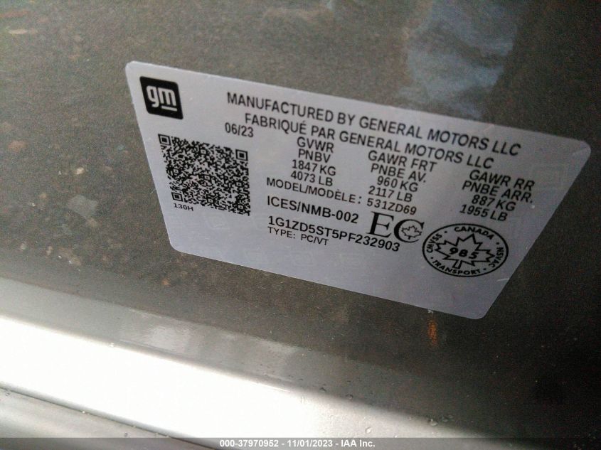 2023 CHEVROLET MALIBU LT - 1G1ZD5ST5PF232903