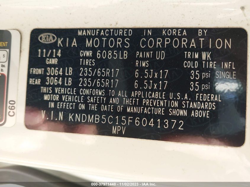 2015 KIA SEDONA LX - KNDMB5C15F6041372