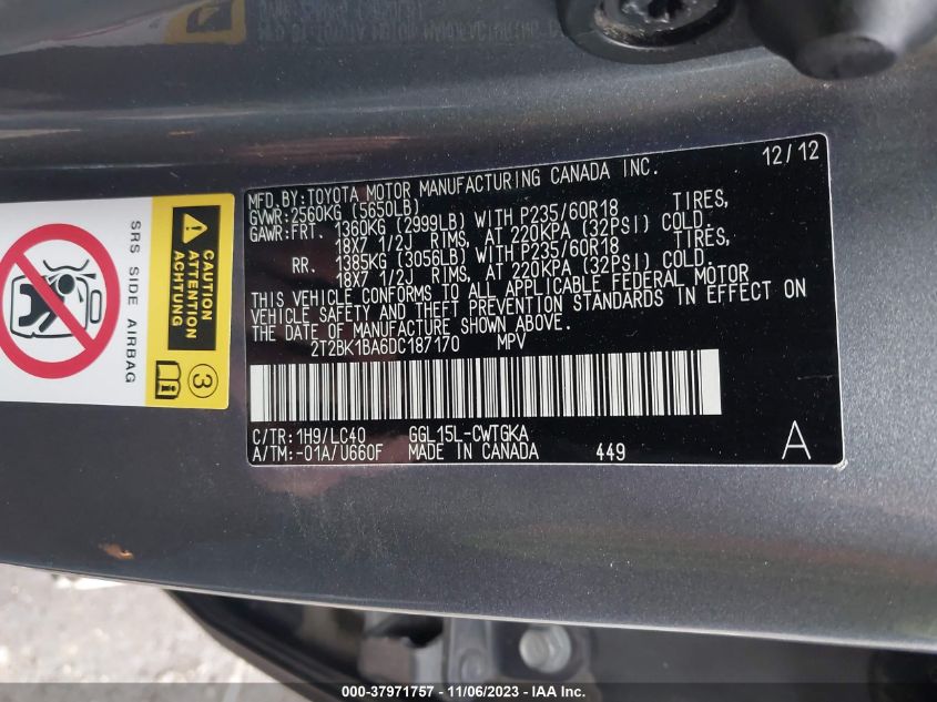 2013 LEXUS RX 350 - 2T2BK1BA6DC187170