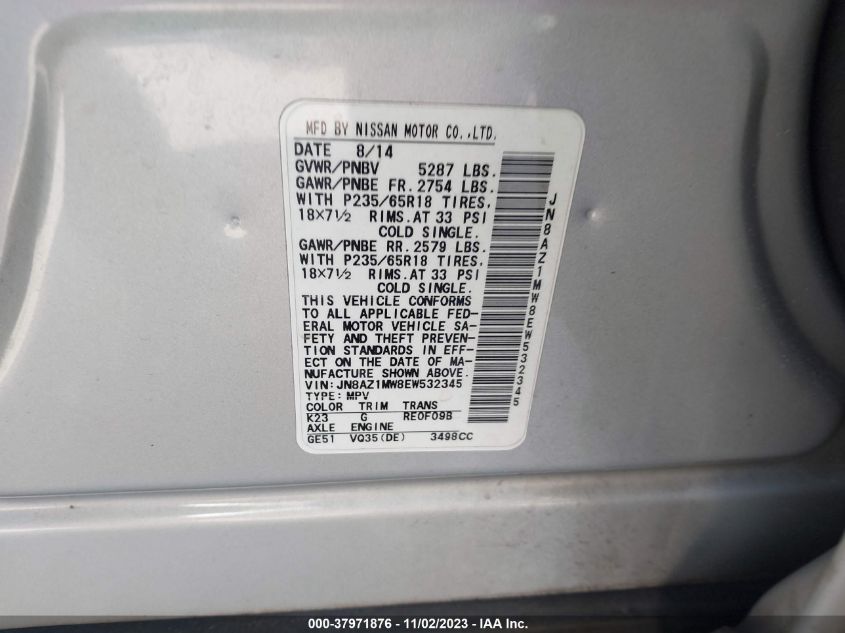 2014 NISSAN MURANO SL - JN8AZ1MW8EW532345