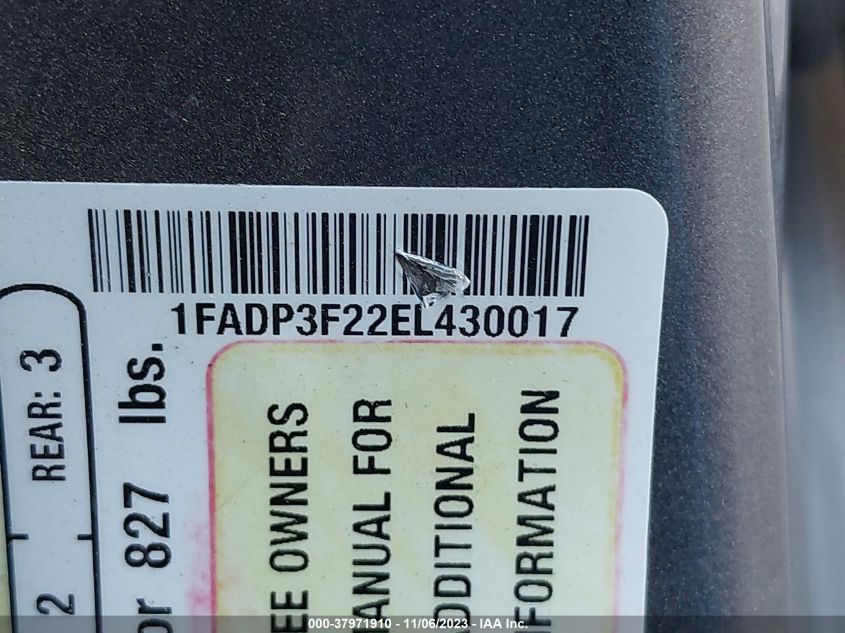 2014 FORD FOCUS SE - 1FADP3F22EL430017