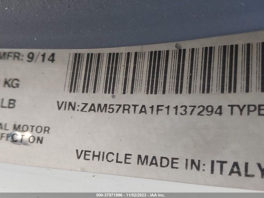 2015 MASERATI GHIBLI S/Q4 ZAM57RTA1F1137294