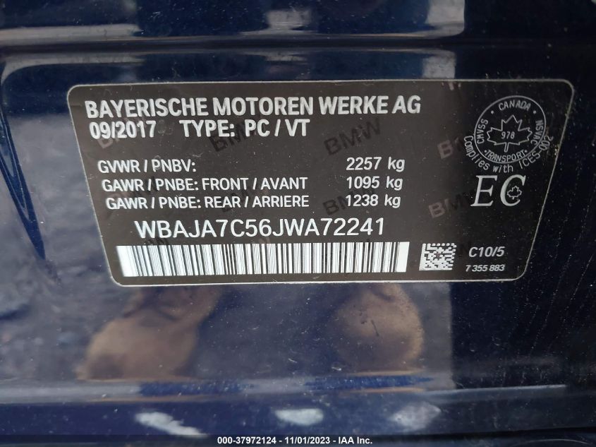 2018 BMW 530I XDRIVE - WBAJA7C56JWA72241