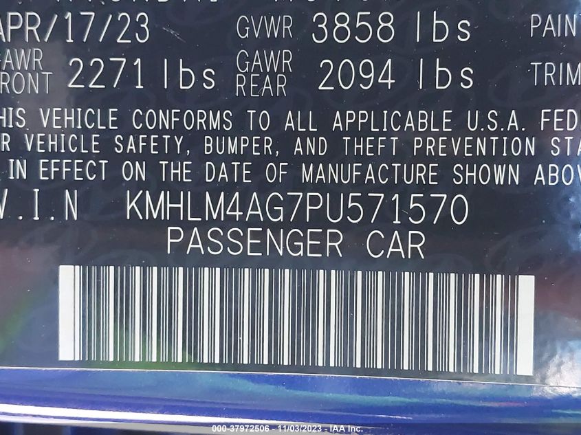 2023 HYUNDAI ELANTRA SEL - KMHLM4AG7PU571570