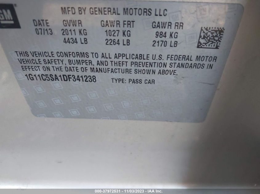 2013 CHEVROLET MALIBU 1LT - 1G11C5SA1DF341238