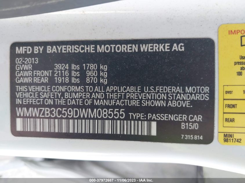 2013 MINI COUNTRYMAN COOPER - WMWZB3C59DWM08555