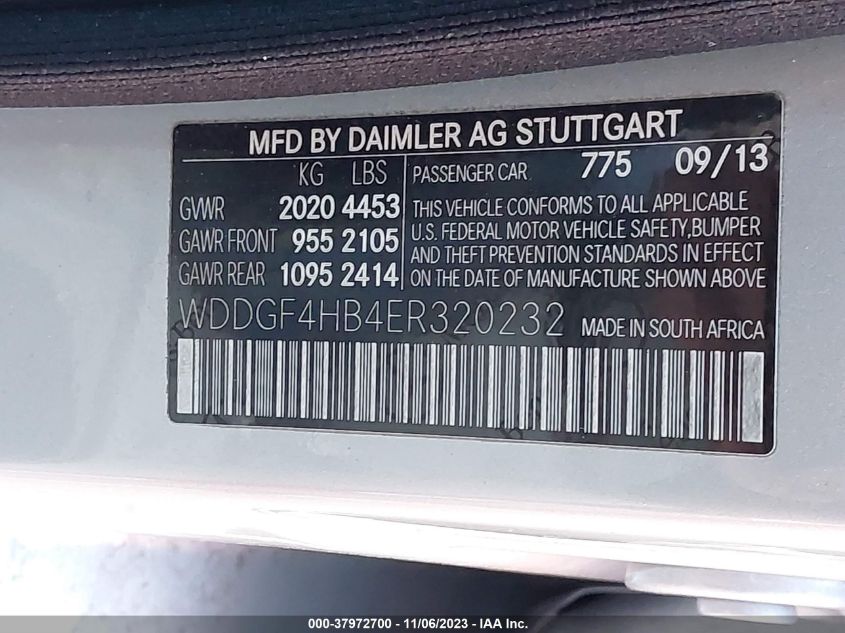 2014 MERCEDES-BENZ C 250 SPORT/LUXURY WDDGF4HB4ER320232