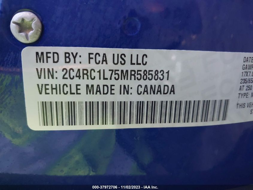 2021 CHRYSLER PACIFICA HYBRID TOURING L 2C4RC1L75MR585831
