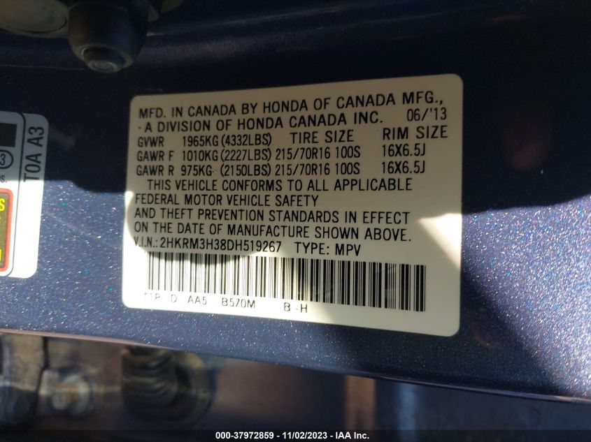 2013 HONDA CR-V LX - 2HKRM3H38DH519267