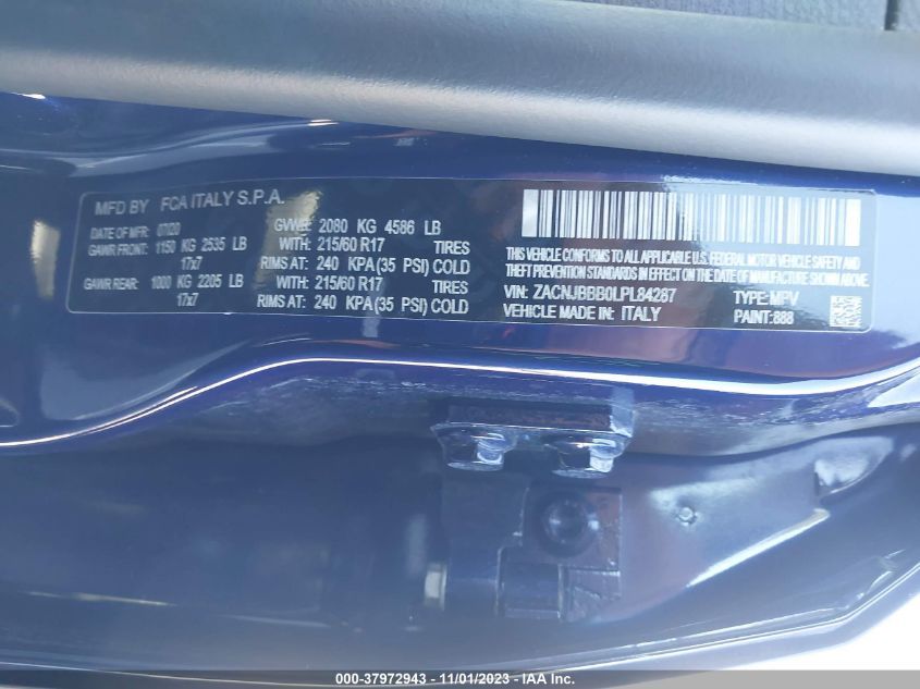 2020 JEEP RENEGADE LATITUDE - ZACNJBBB0LPL84287
