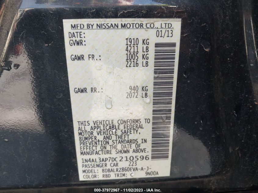 2013 NISSAN ALTIMA 2.5 S - 1N4AL3AP7DC210596