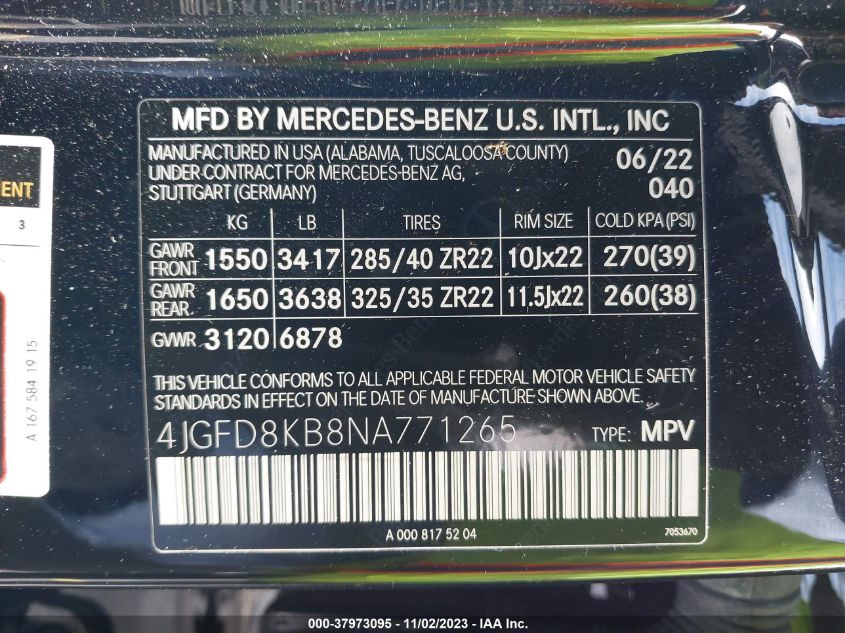 2022 MERCEDES-BENZ AMG GLE 63 COUPE S - 4JGFD8KB8NA771265