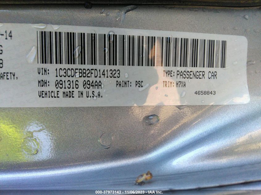 2015 DODGE DART SXT - 1C3CDFBB2FD141323