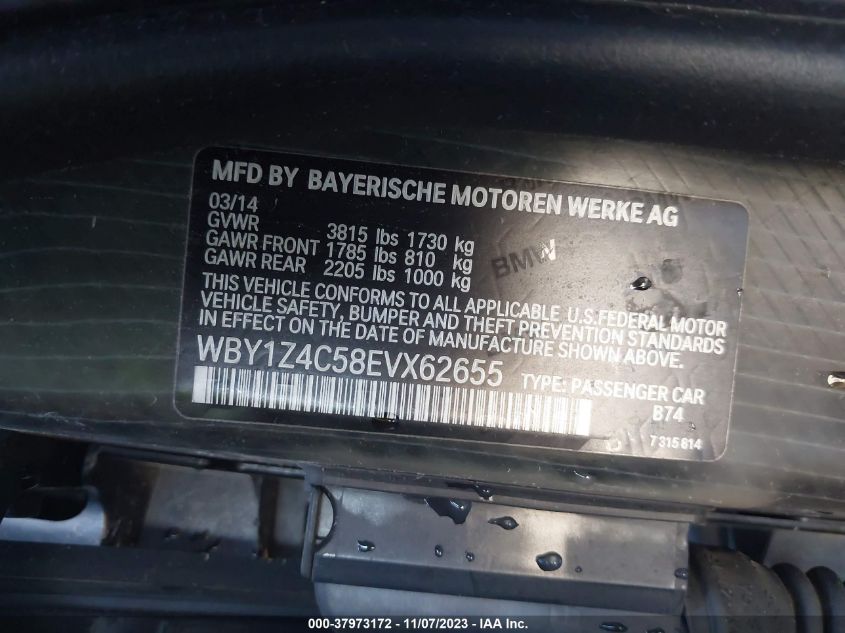 2014 BMW I3 BASE W/RANGE EXTENDER - WBY1Z4C58EVX62655