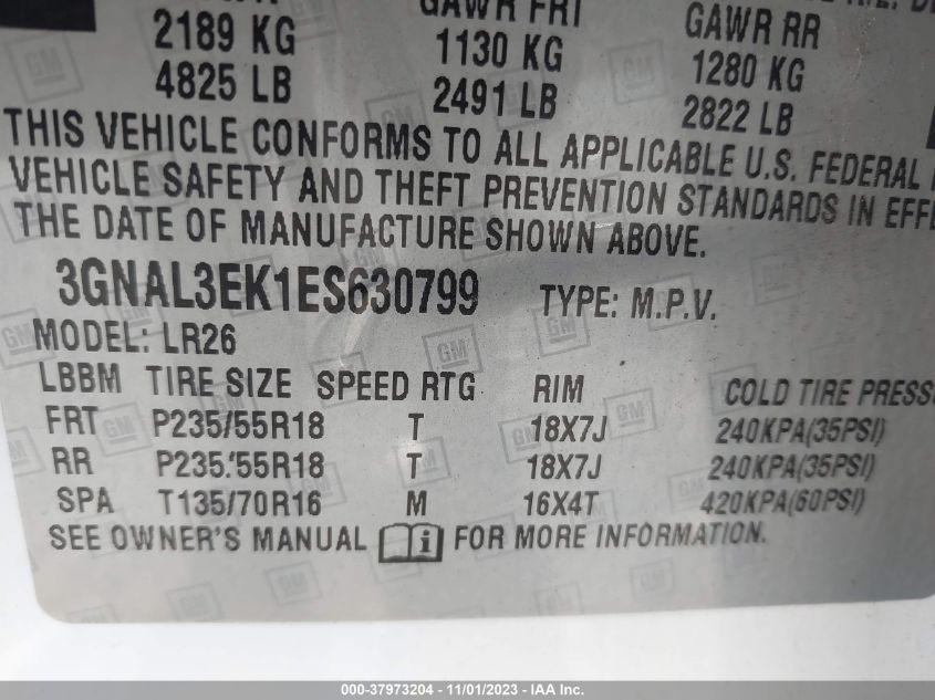 2014 CHEVROLET CAPTIVA SPORT LT - 3GNAL3EK1ES630799