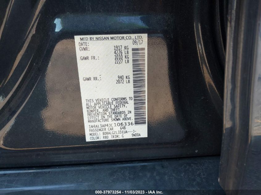2018 NISSAN ALTIMA 2.5/S/SV/SL/SR - 1N4AL3AP4JC106336