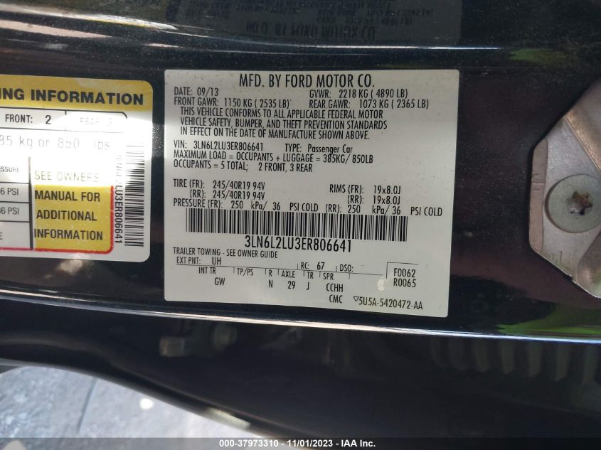 2014 LINCOLN MKZ HYBRID HYBRID 3LN6L2LU3ER806641