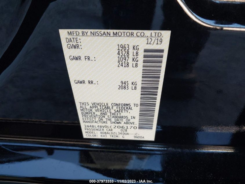 2020 NISSAN ALTIMA S - 1N4BL4BV0LC206170