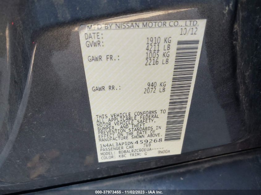 2013 NISSAN ALTIMA 2.5 S - 1N4AL3AP1DN459268