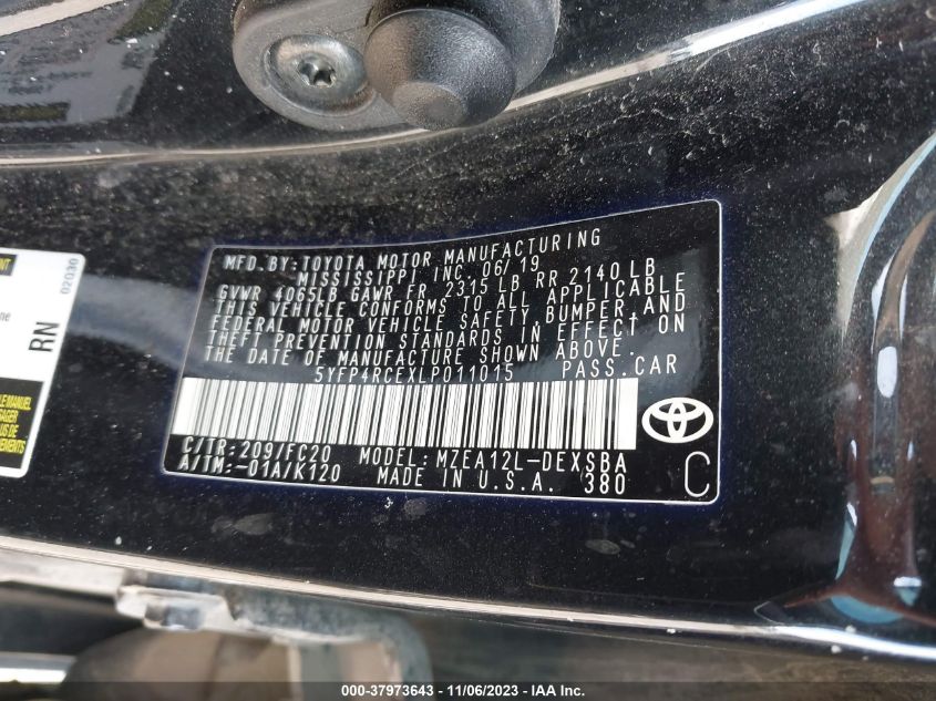 2020 TOYOTA COROLLA SE - 5YFP4RCEXLP011015
