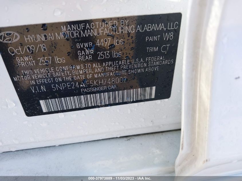 2019 HYUNDAI SONATA SE - 5NPE24AF5KH748002