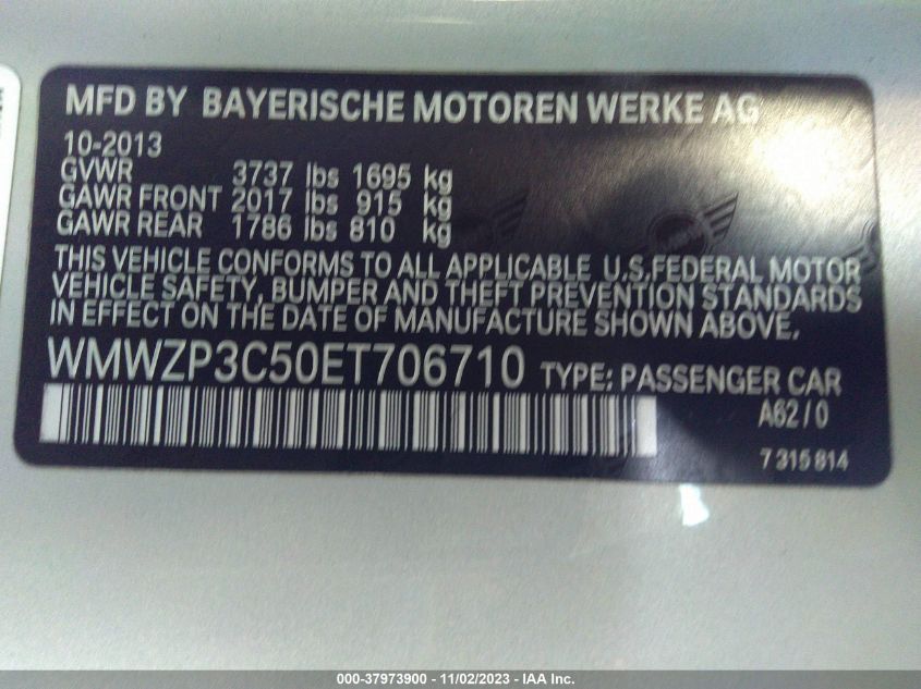 2014 MINI CONVERTIBLE COOPER S WMWZP3C50ET706710