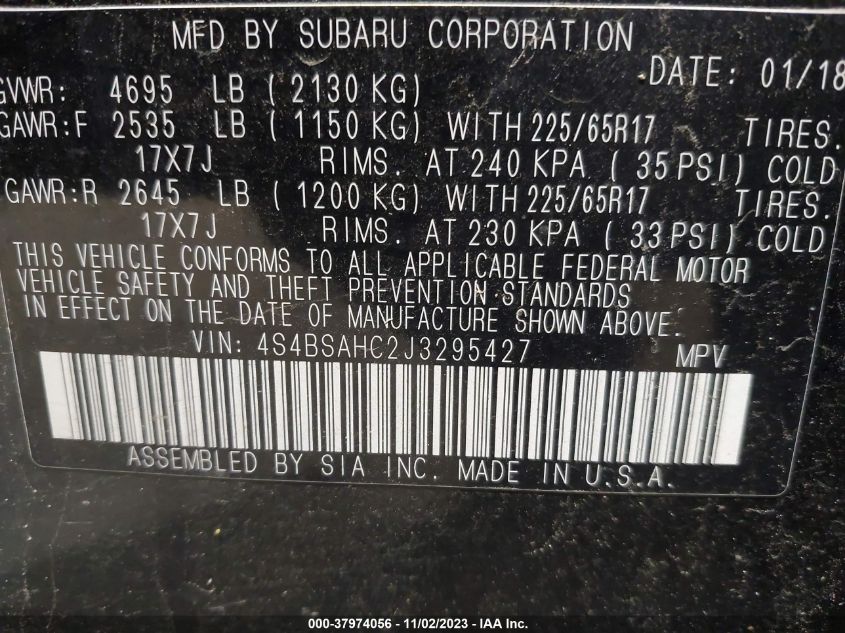 2018 SUBARU OUTBACK PREMIUM - 4S4BSAHC2J3295427