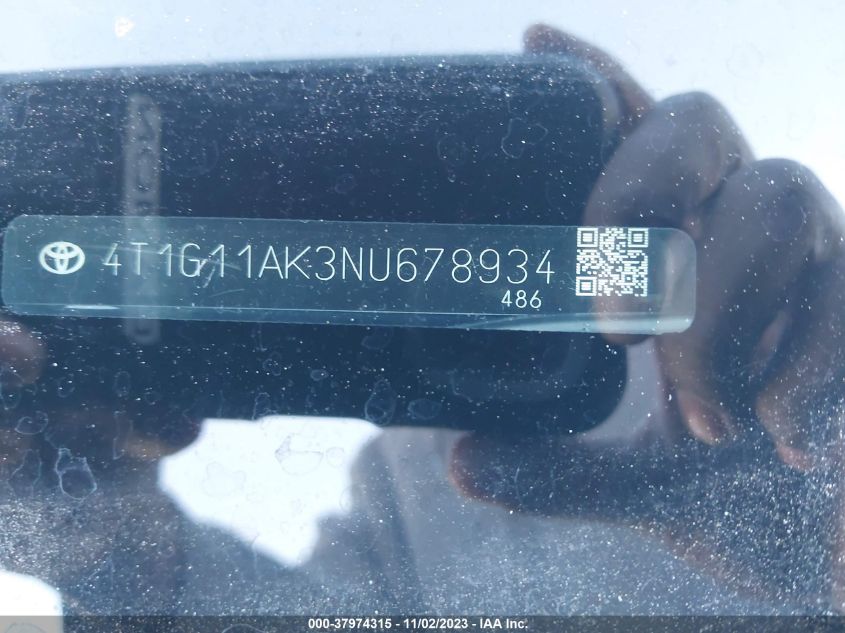 2022 TOYOTA CAMRY SE/SE NIGHT SHADE - 4T1G11AK3NU678934