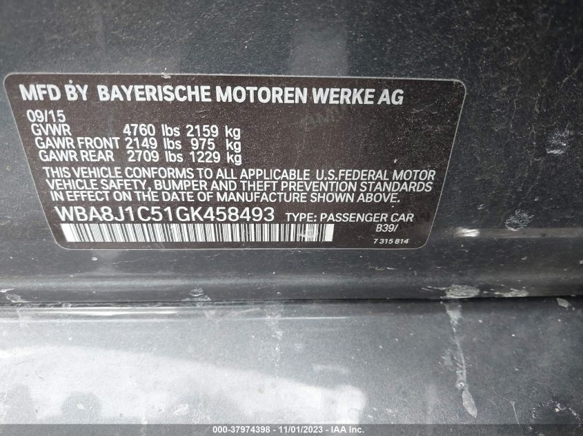 2016 BMW 328D XDRIVE WBA8J1C51GK458493