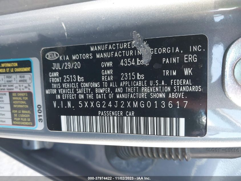 2021 KIA K5 LX - 5XXG24J2XMG013617