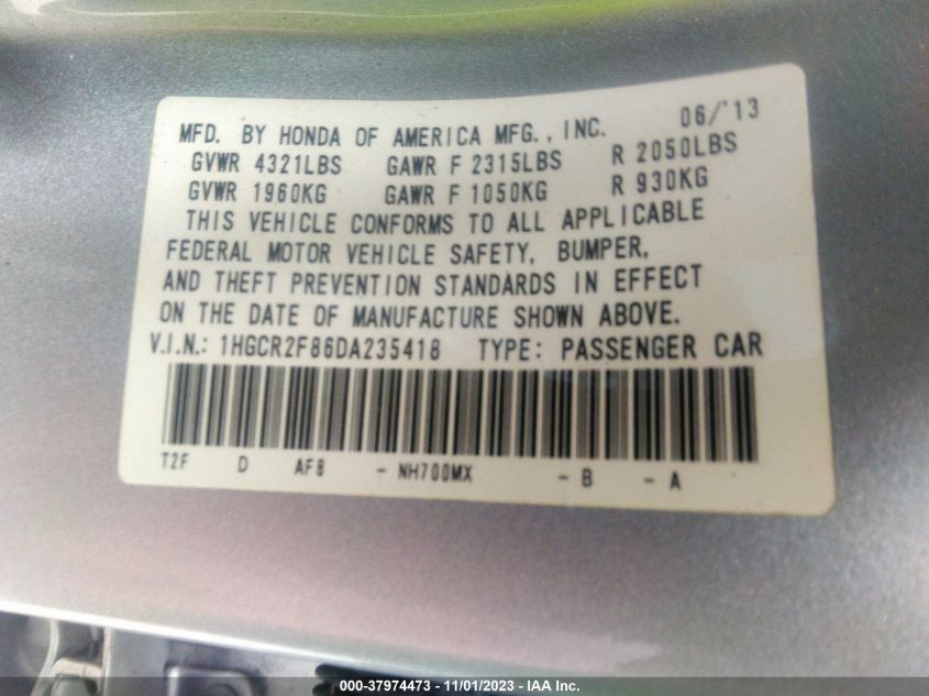 2013 HONDA ACCORD EX-L - 1HGCR2F86DA235418