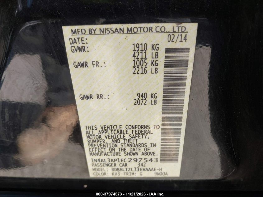 2014 NISSAN ALTIMA 2.5 SV - 1N4AL3AP1EC297543