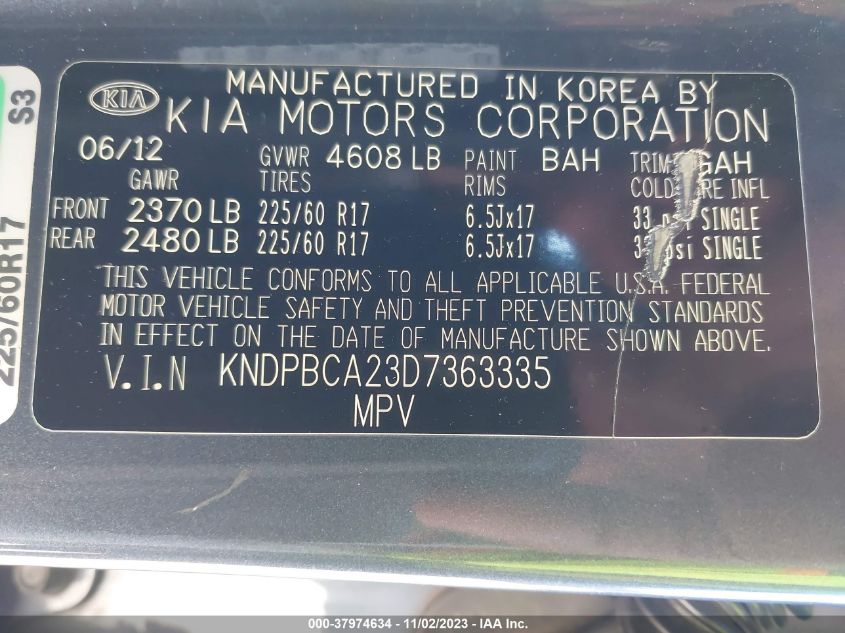 2013 KIA SPORTAGE LX - KNDPBCA23D7363335