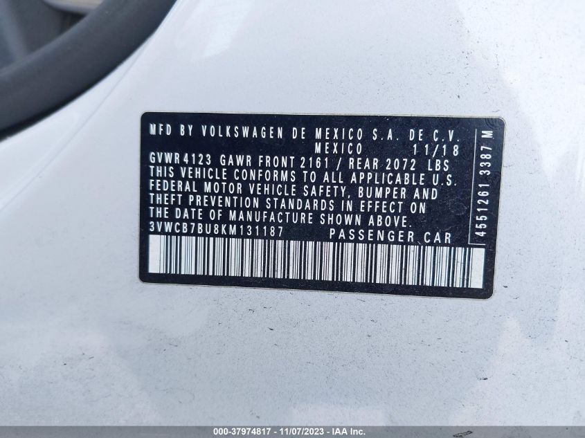 2019 VOLKSWAGEN JETTA S/SE/R-LINE - 3VWCB7BU8KM131187