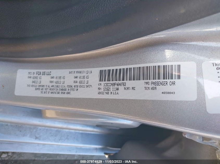 2015 CHRYSLER 200 LIMITED - 1C3CCCAB9FN640763