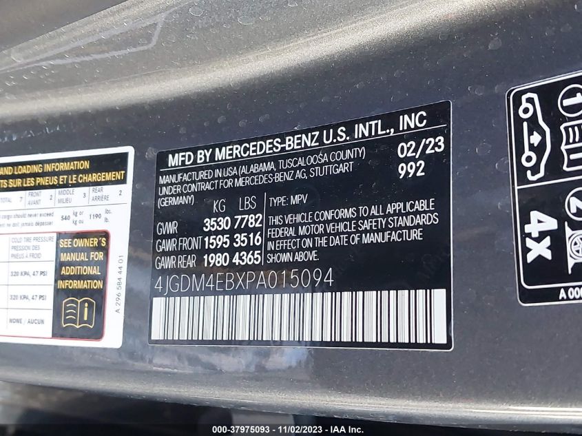 2023 MERCEDES-BENZ EQS 580 SUV 4JGDM4EBXPA015094