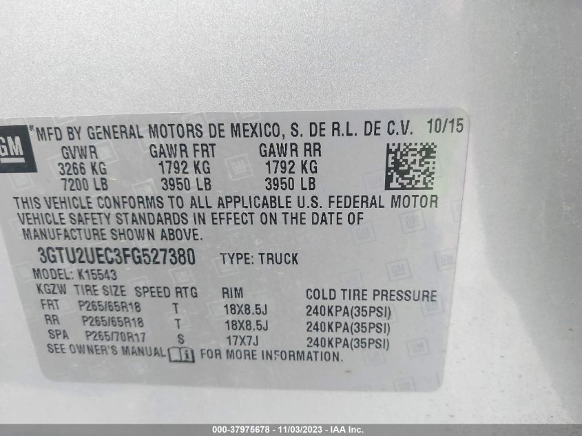 2015 GMC SIERRA 1500 SLE - 3GTU2UEC3FG527380