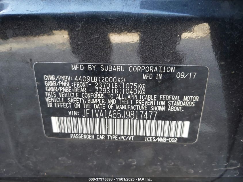 2018 SUBARU WRX - JF1VA1A65J9817477