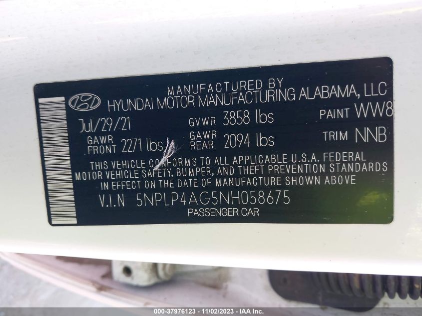 2022 HYUNDAI ELANTRA LIMITED - 5NPLP4AG5NH058675