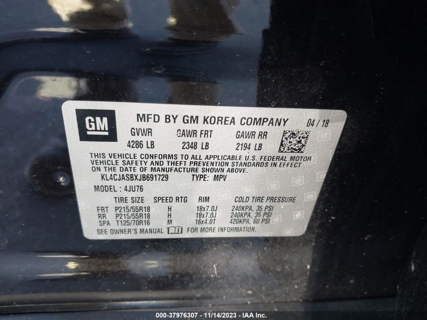 2018 BUICK ENCORE PREFERRED - KL4CJASBXJB691729