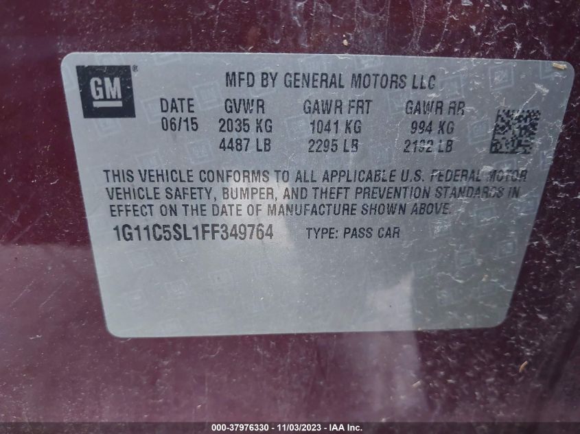 2015 CHEVROLET MALIBU 1LT - 1G11C5SL1FF349764