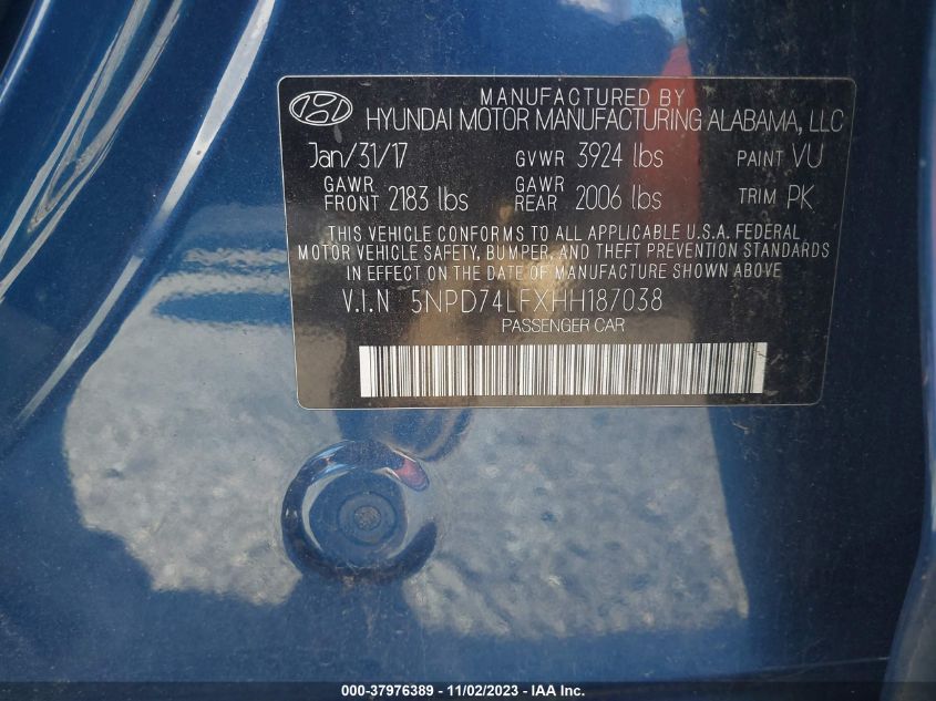 2017 HYUNDAI ELANTRA SE - 5NPD74LFXHH187038