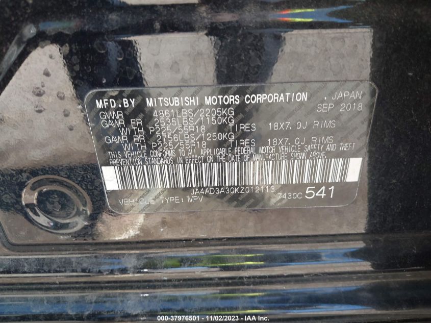 2019 MITSUBISHI OUTLANDER SE/SEL/LE - JA4AD3A30KZ012113