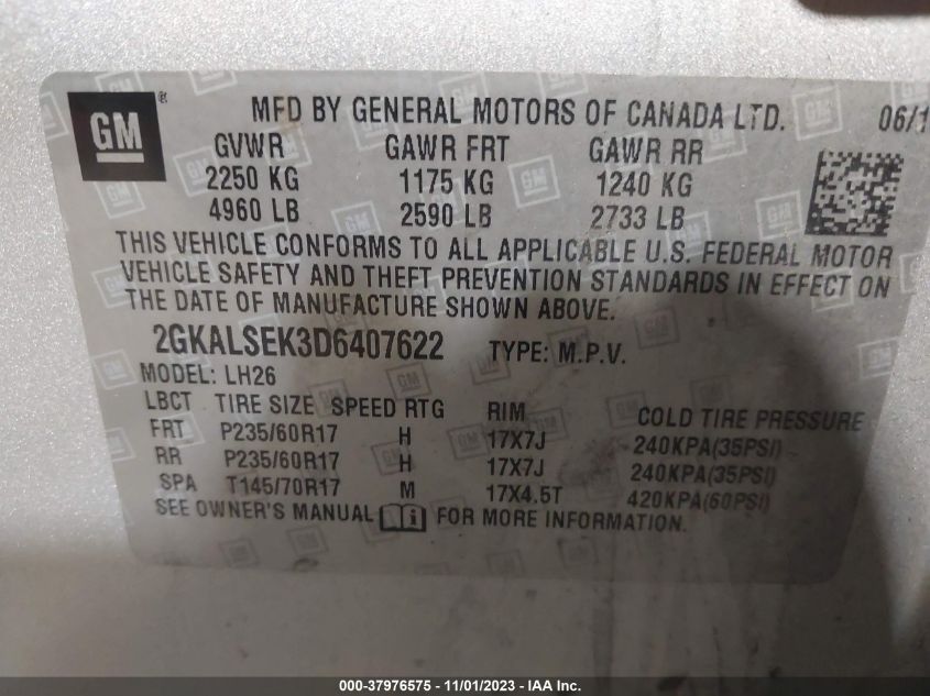 2013 GMC TERRAIN SLE - 2GKALSEK3D6407622