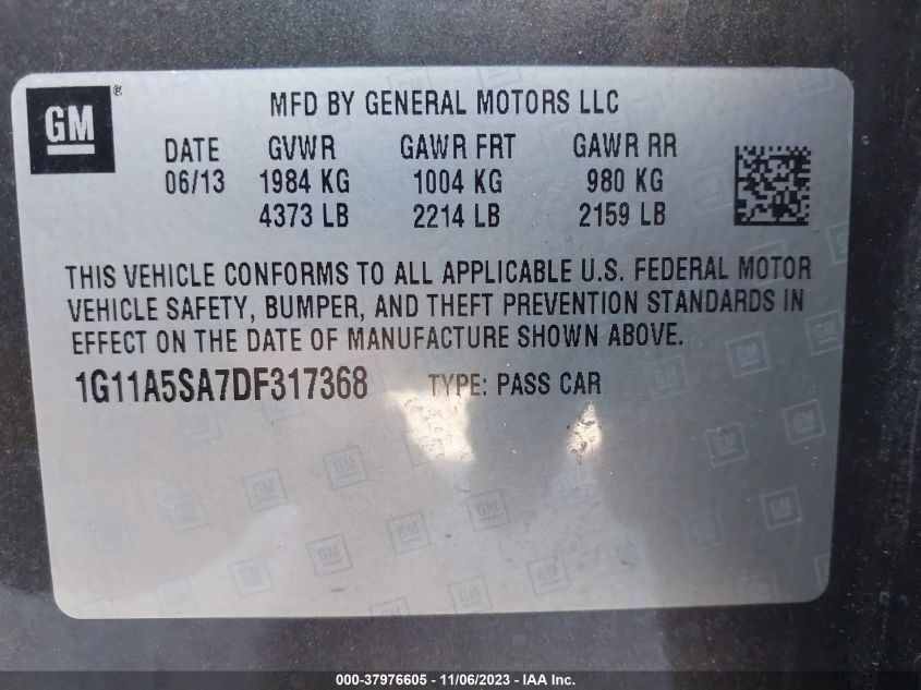 2013 CHEVROLET MALIBU LS - 1G11A5SA7DF317368