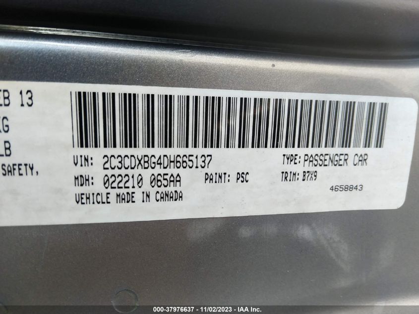 2013 DODGE CHARGER SE - 2C3CDXBG4DH665137