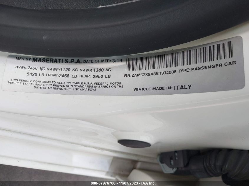 2019 MASERATI GHIBLI ZAM57XSA8K1334088