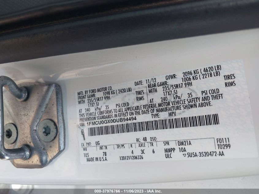 2013 FORD ESCAPE SE - 1FMCU0GX0DUB94494