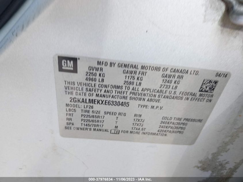2014 GMC TERRAIN SLE-1 - 2GKALMEKXE6330485